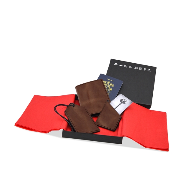 Leather Travel Gift Set - Leather Travel Gift Set - Image 8 of 9