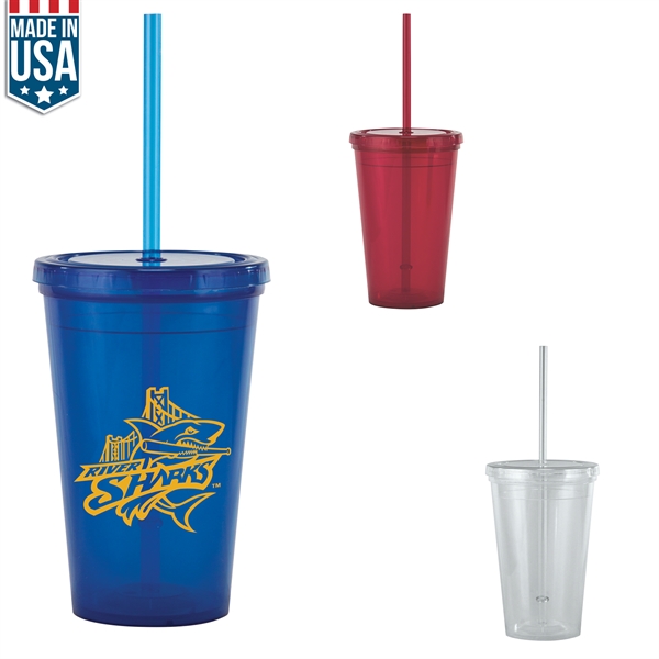 16 oz  Tumbler with Straw - 16 oz  Tumbler with Straw - Image 0 of 5