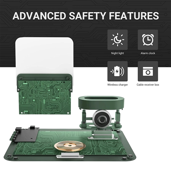 4-in-1 Wireless Charger Deck Alarm Clock Table Lamp - 4-in-1 Wireless Charger Deck Alarm Clock Table Lamp - Image 3 of 9