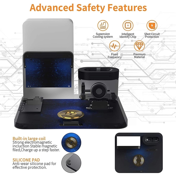 4-in-1 Wireless Charger Deck Alarm Clock Table Lamp - 4-in-1 Wireless Charger Deck Alarm Clock Table Lamp - Image 7 of 9