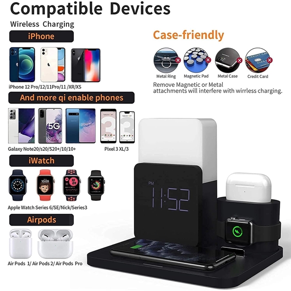 4-in-1 Wireless Charger Deck Alarm Clock Table Lamp - 4-in-1 Wireless Charger Deck Alarm Clock Table Lamp - Image 8 of 9