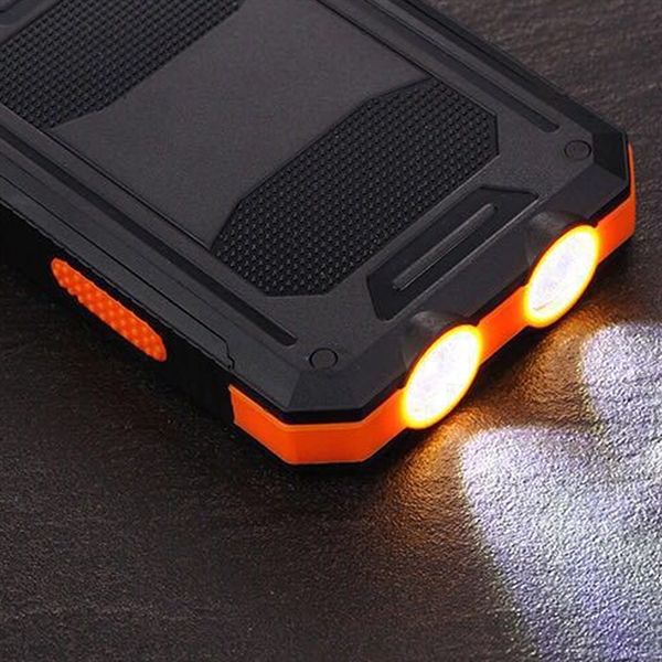 8000mah Waterproof Compass Solar Power Bank w/Flashlight - 8000mah Waterproof Compass Solar Power Bank w/Flashlight - Image 2 of 8