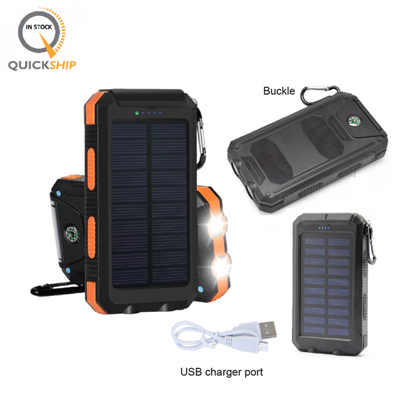 8000mah Waterproof Solar Power Bank w/Flashlight - 8000mah Waterproof Solar Power Bank w/Flashlight - Image 0 of 4