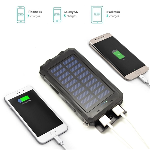 8000mah Waterproof Solar Power Bank w/Flashlight - 8000mah Waterproof Solar Power Bank w/Flashlight - Image 1 of 4