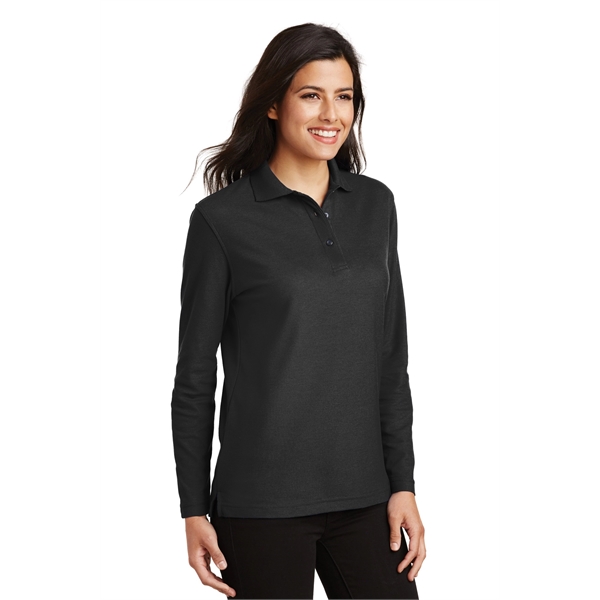 Port Authority Women's Silk Touch Long Sleeve Polo. - Port Authority Women's Silk Touch Long Sleeve Polo. - Image 29 of 45