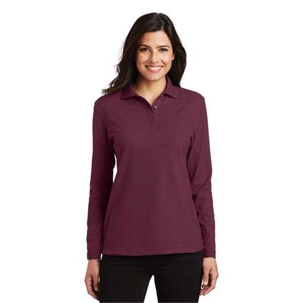 Port Authority Women's Silk Touch Long Sleeve Polo. - Port Authority Women's Silk Touch Long Sleeve Polo. - Image 30 of 45