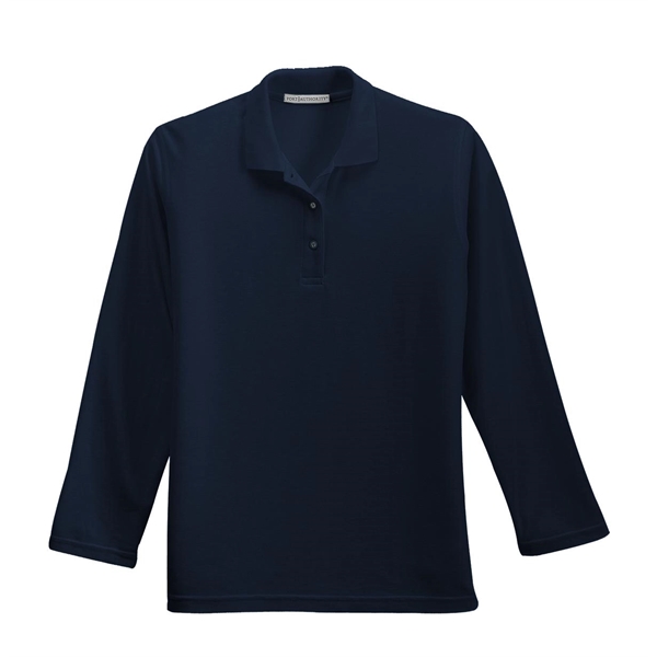 Port Authority Women's Silk Touch Long Sleeve Polo. - Port Authority Women's Silk Touch Long Sleeve Polo. - Image 31 of 45