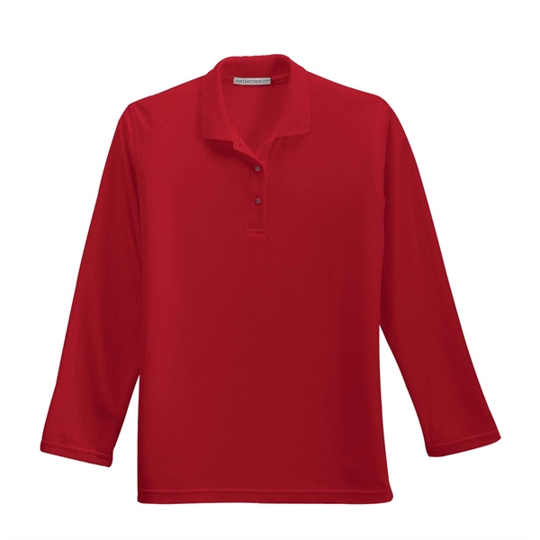 Port Authority Women's Silk Touch Long Sleeve Polo. - Port Authority Women's Silk Touch Long Sleeve Polo. - Image 32 of 45