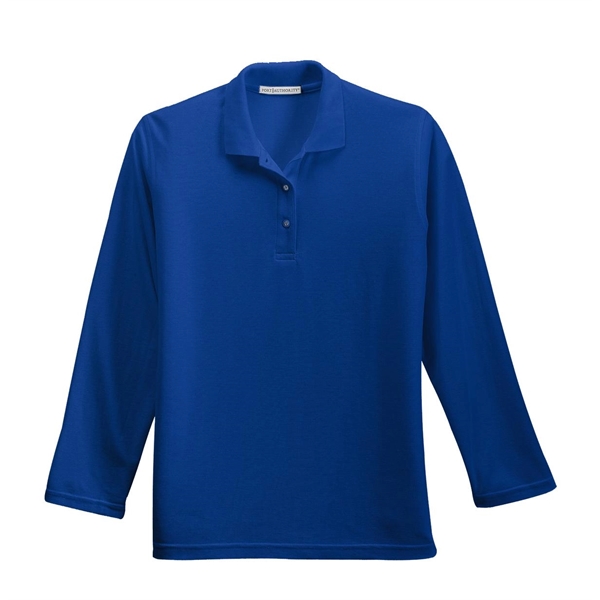 Port Authority Women's Silk Touch Long Sleeve Polo. - Port Authority Women's Silk Touch Long Sleeve Polo. - Image 33 of 45