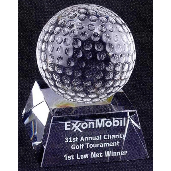 Crystal Glass Golf Ball on Base Award Trophy - Crystal Glass Golf Ball on Base Award Trophy - Image 0 of 0