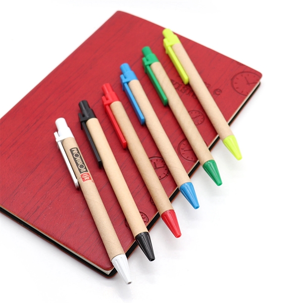 Eco-Friendly Kraft Paper Ballpoint Pen with Plastic Clip - Eco-Friendly Kraft Paper Ballpoint Pen with Plastic Clip - Image 5 of 5