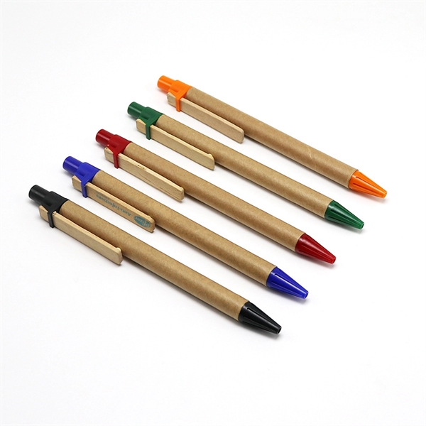 Eco-Friendly Kraft Paper Ballpoint Pen with Bamboo Clip - Eco-Friendly Kraft Paper Ballpoint Pen with Bamboo Clip - Image 0 of 4