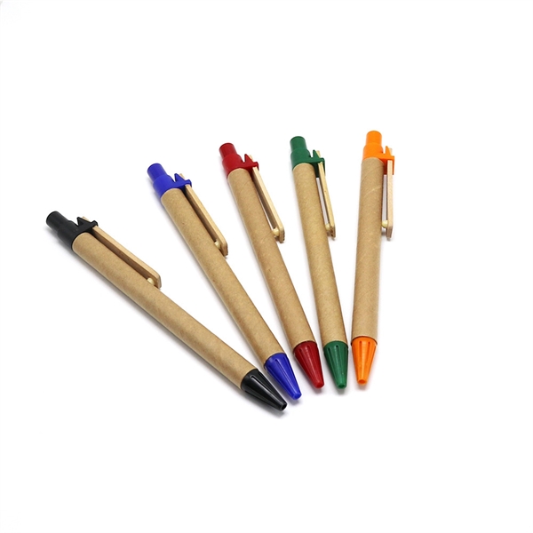 Eco-Friendly Kraft Paper Ballpoint Pen with Bamboo Clip - Eco-Friendly Kraft Paper Ballpoint Pen with Bamboo Clip - Image 1 of 4