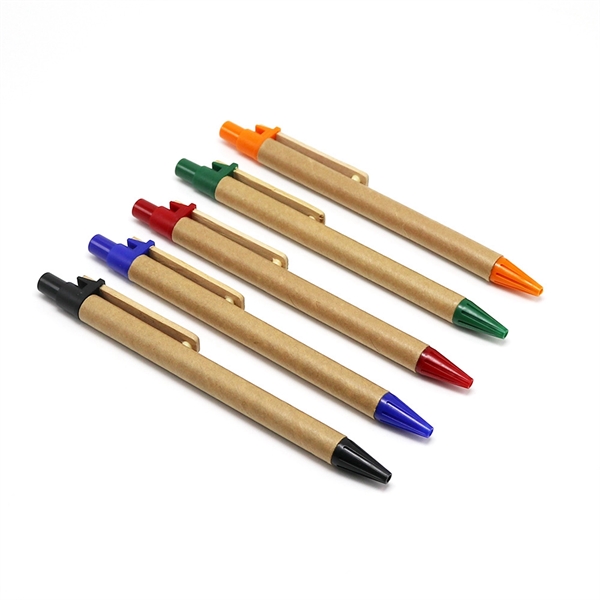 Eco-Friendly Kraft Paper Ballpoint Pen with Bamboo Clip - Eco-Friendly Kraft Paper Ballpoint Pen with Bamboo Clip - Image 2 of 4