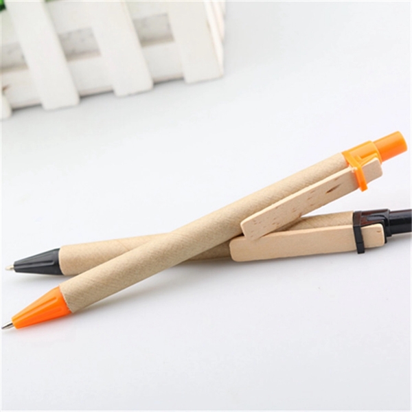 Eco-Friendly Kraft Paper Ballpoint Pen with Bamboo Clip - Eco-Friendly Kraft Paper Ballpoint Pen with Bamboo Clip - Image 3 of 4
