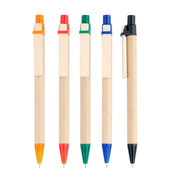 Eco-Friendly Kraft Paper Ballpoint Pen with Bamboo Clip - Eco-Friendly Kraft Paper Ballpoint Pen with Bamboo Clip - Image 4 of 4