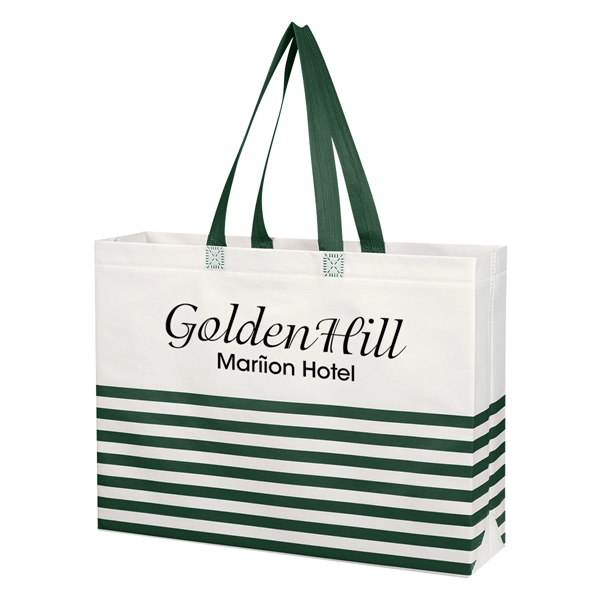 Non-Woven Horizontal Stripe Tote Bag - Non-Woven Horizontal Stripe Tote Bag - Image 2 of 34