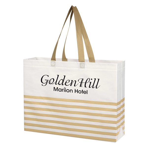 Non-Woven Horizontal Stripe Tote Bag - Non-Woven Horizontal Stripe Tote Bag - Image 2 of 34