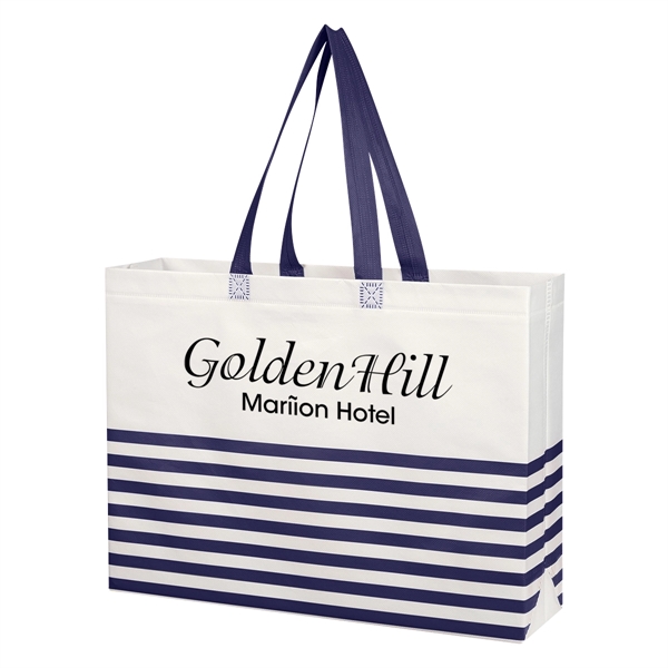 Non-Woven Horizontal Stripe Tote Bag - Non-Woven Horizontal Stripe Tote Bag - Image 4 of 34