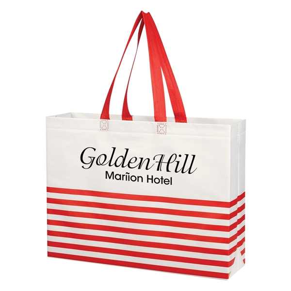 Non-Woven Horizontal Stripe Tote Bag - Non-Woven Horizontal Stripe Tote Bag - Image 5 of 34