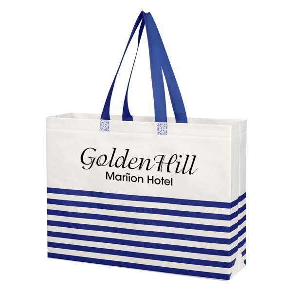 Non-Woven Horizontal Stripe Tote Bag - Non-Woven Horizontal Stripe Tote Bag - Image 6 of 34