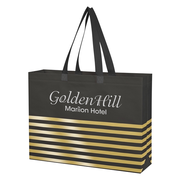 Non-Woven Horizontal Stripe Tote Bag - Non-Woven Horizontal Stripe Tote Bag - Image 7 of 34