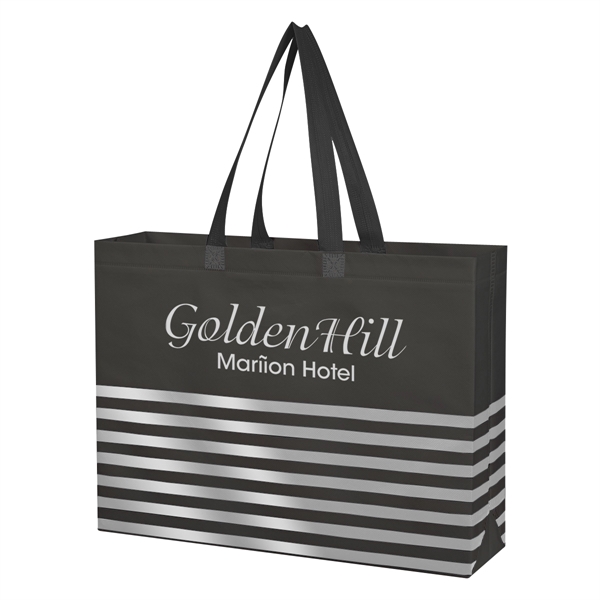 Non-Woven Horizontal Stripe Tote Bag - Non-Woven Horizontal Stripe Tote Bag - Image 8 of 34