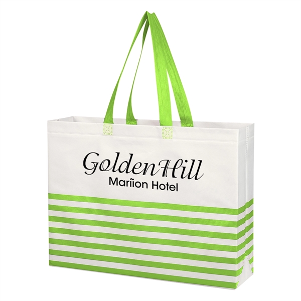 Non-Woven Horizontal Stripe Tote Bag - Non-Woven Horizontal Stripe Tote Bag - Image 9 of 34