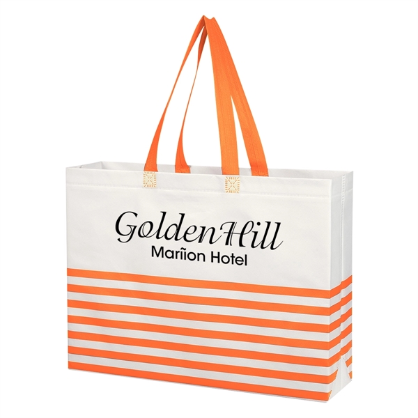 Non-Woven Horizontal Stripe Tote Bag - Non-Woven Horizontal Stripe Tote Bag - Image 10 of 34