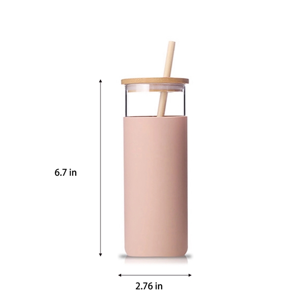 Glass Juice Tumbler With Sleeve and Bamboo Lid and Straw - Glass Juice Tumbler With Sleeve and Bamboo Lid and Straw - Image 2 of 6