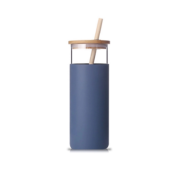 Glass Juice Tumbler With Sleeve and Bamboo Lid and Straw - Glass Juice Tumbler With Sleeve and Bamboo Lid and Straw - Image 5 of 6