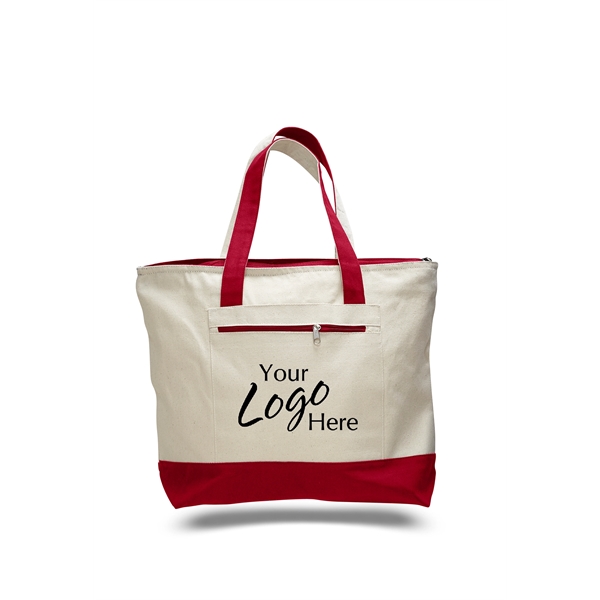 Canvas Zipper Tote Bag 18" W x 14" H w/4.5" Gusset - Canvas Zipper Tote Bag 18" W x 14" H w/4.5" Gusset - Image 2 of 14