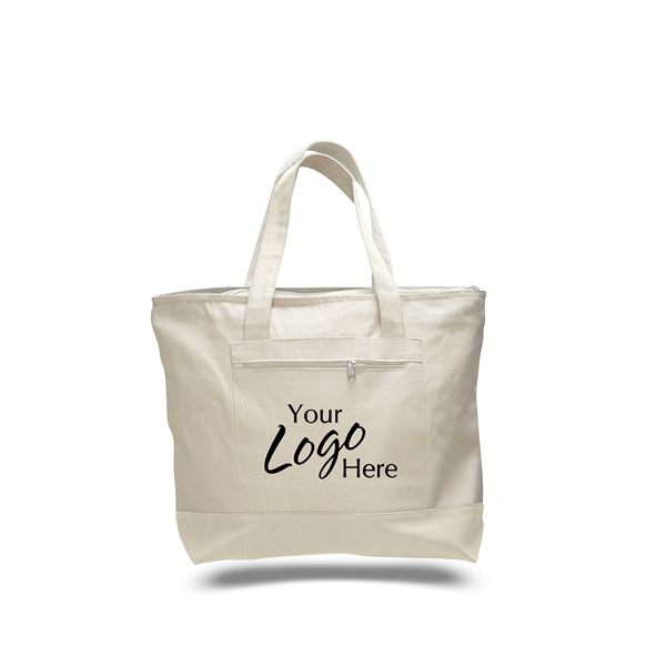 Canvas Zipper Tote Bag 18" W x 14" H w/4.5" Gusset - Canvas Zipper Tote Bag 18" W x 14" H w/4.5" Gusset - Image 1 of 14