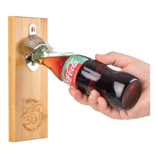Magnetic Bamboo Wall Mounted Bottle Opener - Magnetic Bamboo Wall Mounted Bottle Opener - Image 3 of 3
