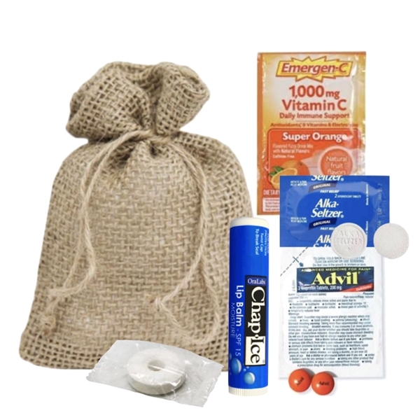 Jute Bag with Hangover Kit - Jute Bag with Hangover Kit - Image 2 of 3