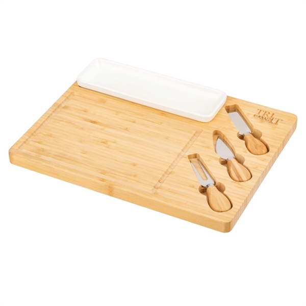 Custom Solara Bamboo Cheese Board & Tray Knife Set
