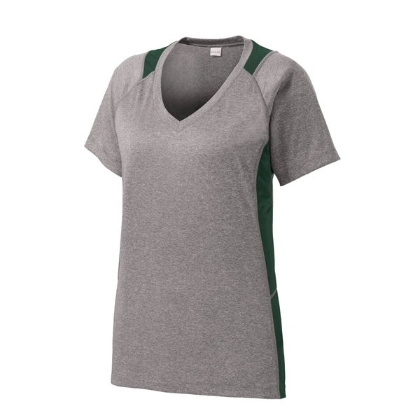 Sport-Tek Women's Heather Colorblock Contender V-Neck Tee. - Sport-Tek Women's Heather Colorblock Contender V-Neck Tee. - Image 13 of 61