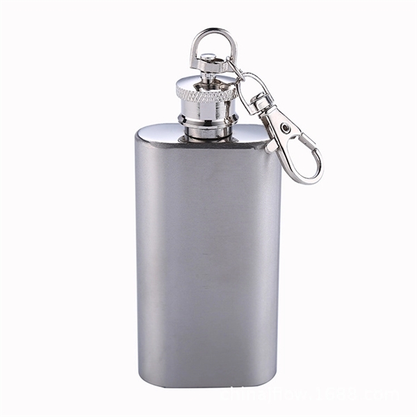 2oz stainless steel flask with keychain - 2oz stainless steel flask with keychain - Image 0 of 3