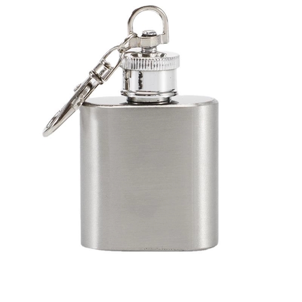 1oz stainless steel flask with keychain - 1oz stainless steel flask with keychain - Image 0 of 5