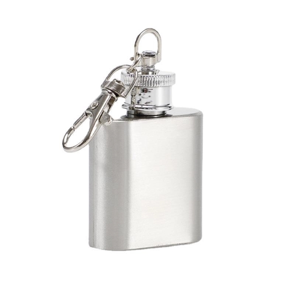 1oz stainless steel flask with keychain - 1oz stainless steel flask with keychain - Image 1 of 5