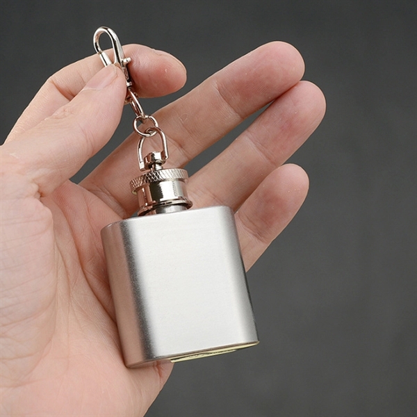 1oz stainless steel flask with keychain - 1oz stainless steel flask with keychain - Image 4 of 5