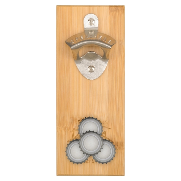 Magnetic Bamboo Wall Mounted Bottle Opener - Magnetic Bamboo Wall Mounted Bottle Opener - Image 2 of 3