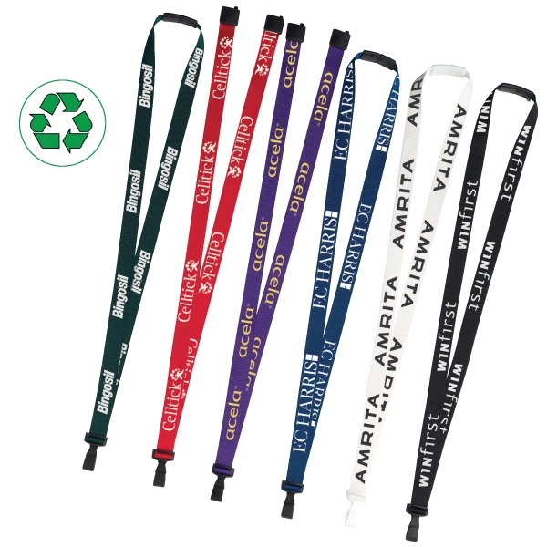 3/8" P.E.T. Recycled Silk Screen Lanyard