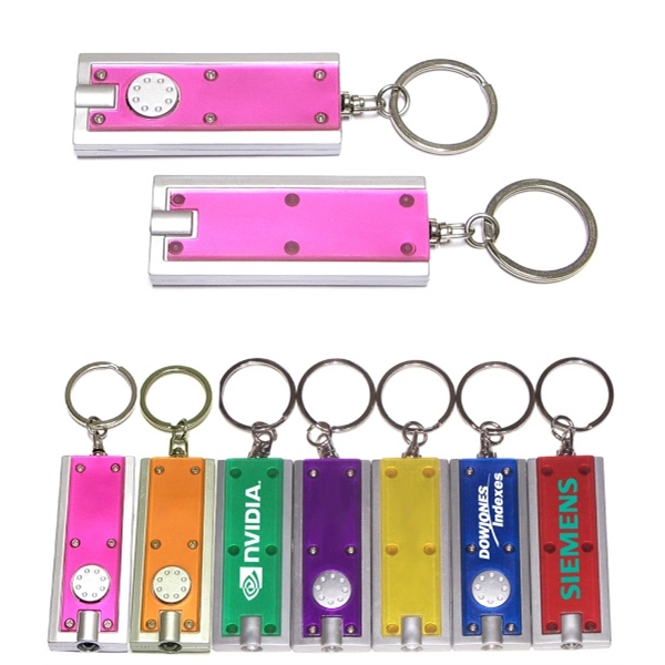 Slim rectangular flashlight swivel keychain