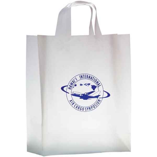 Clear Frosted Soft Loop Plastic Shopper Bag w/Insert (8x4x11) - Flexo  Ink - Display Pros