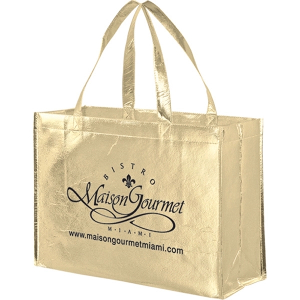 Promotional Non-woven Metallic Designer Tote Bag With Smooth Finish ...