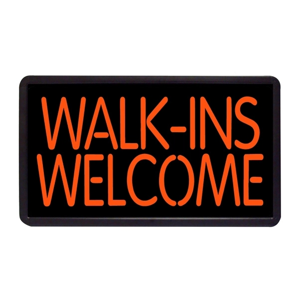Walk-Ins Welcome 13" x 24" Simulated Neon Sign - Walk-Ins Welcome 13" x 24" Simulated Neon Sign - Image 0 of 0