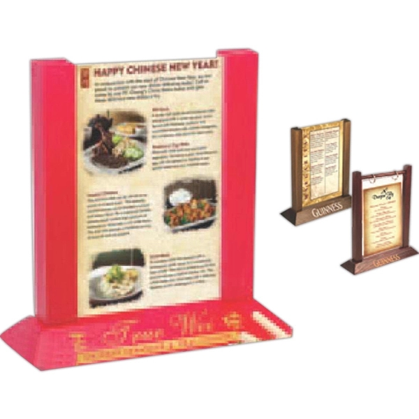Wood Table Tent With One Clear Vinyl Page Protector - Wood Table Tent With One Clear Vinyl Page Protector - Image 3 of 5