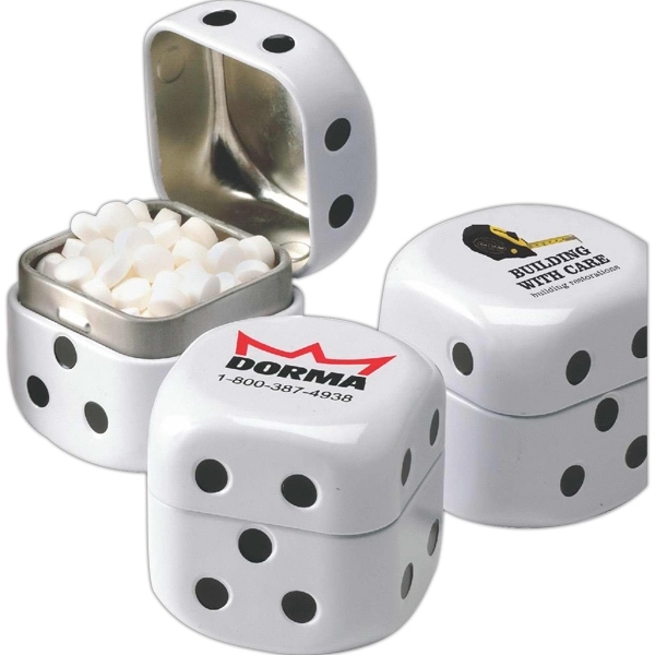 Dice shaped tin filled with Jelly Belly® jelly beans