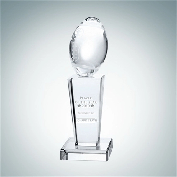 Crystal Glass Football on Pedestal